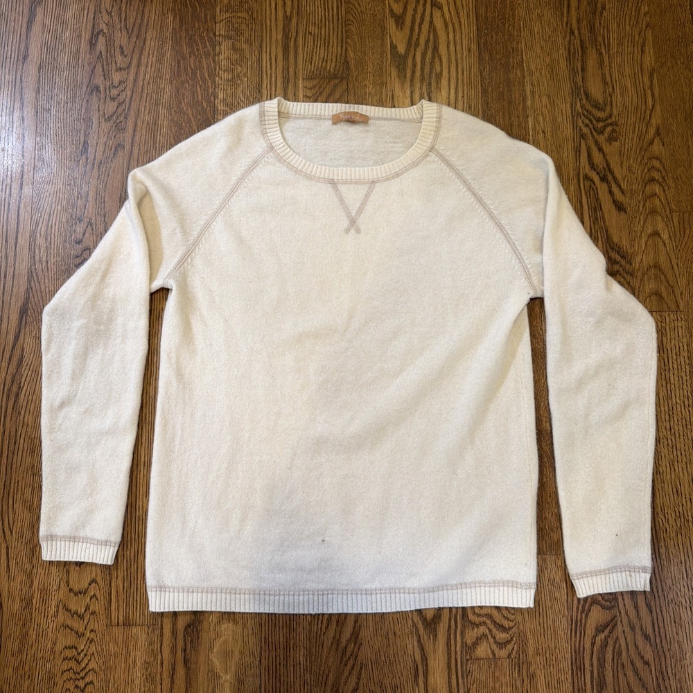Kier + J Cashmere Cream Ivory Pullover Sweater Women's Size Small